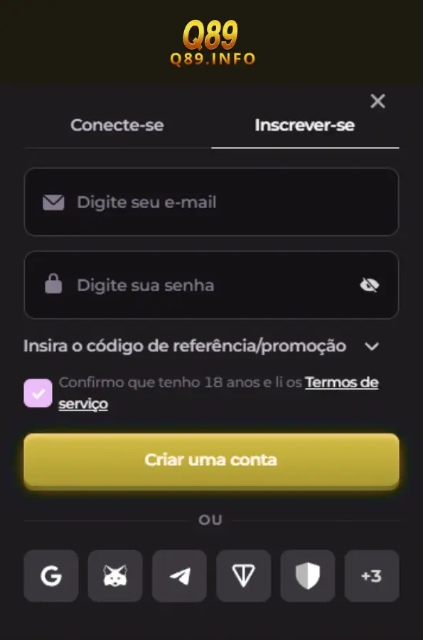 Registro rápido e seguro no Q89 cassino online